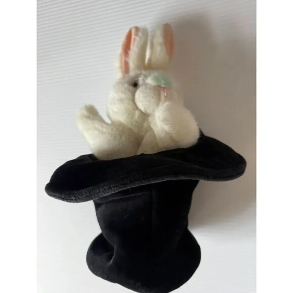 Folkmanis White Rabbit In Black Hat Hand Puppet‎ Peekaboo
